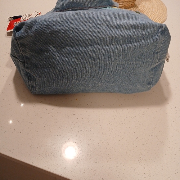 Peanuts Denim Tote Bag with Embroidered Characters - Light Blue - Picture 6 of 13